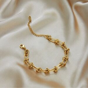 Banana Republic 18K Gold‎ Plated cycledStainless Steel Knot Link Bracelet